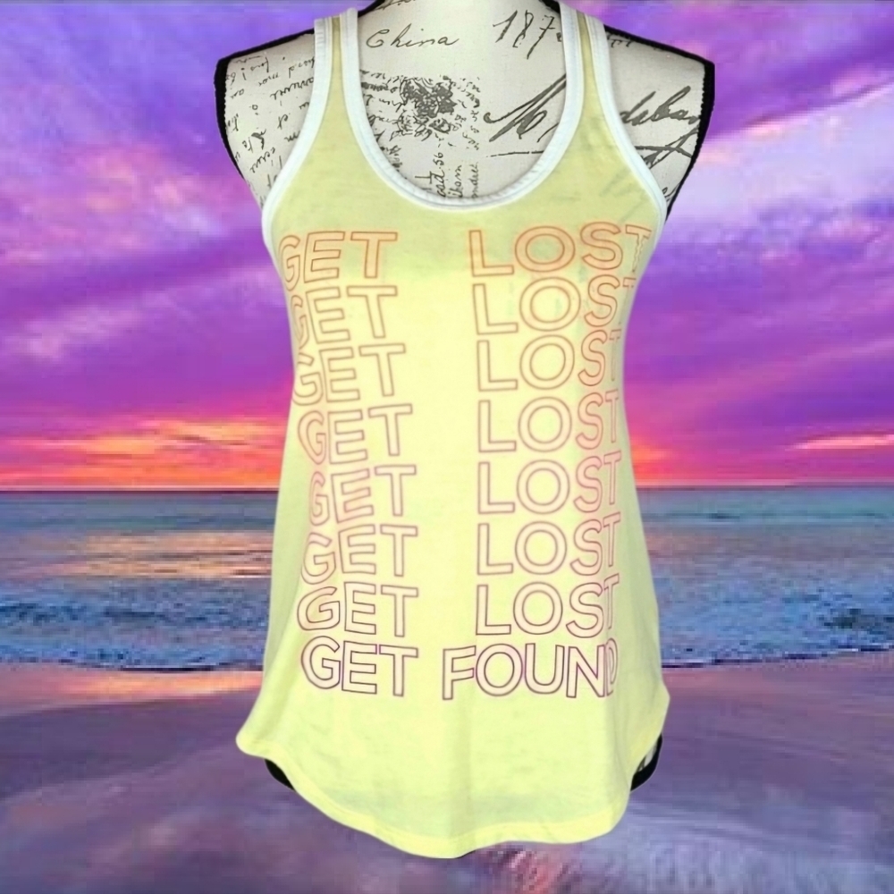 Light Yellow Tank Top 'Get Lost Get Found' Graphic Tee